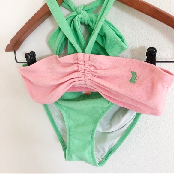 Juicy Couture Pink & Green Terrycloth Bikini Set - Picture 2 of 7